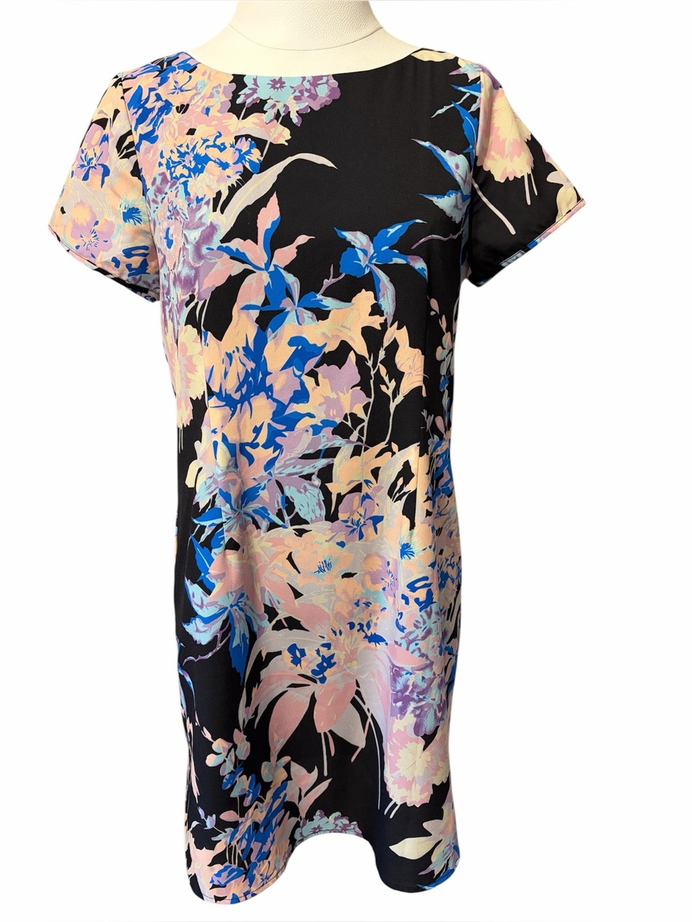 Yumi Kim Floral Short Sleeved Dress Lined Exposed Zipper Large